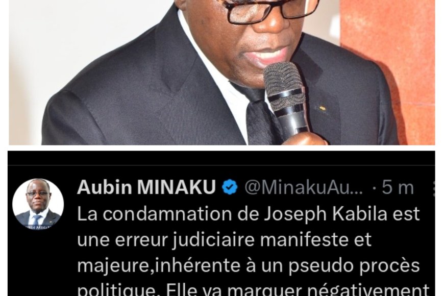 RDC : Aubin Minaku dénonce une « erreur judiciaire manifeste » dans la condamnation de Joseph Kabila